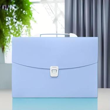 Imagem de Pasta Organizadora Expansível A4 com 24 Divisórias para Documentos, Arquivos e Folhas, Fechamento Seguro, Alça Superior, Ideal para Escritório, Escola e Rotina Diária (AZUL)