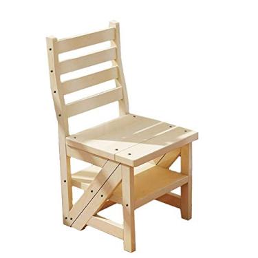 Imagem de Escada dobrável para uso doméstico, cadeira de madeira maciça, banco de escada de quatro degraus, banco de escada multifuncional