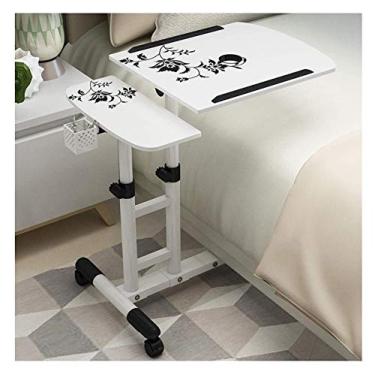 Imagem de U5GAAALPPQ9 Carrinho de mesa portátil para laptop com superfícies inclinadas para usuários destros e canhotos com rodízios, mesa lateral para sala de estar e quarto (modelos de resfriamento de flores)