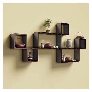 Imagem de Prateleiras flutuantes rústicas montadas na parede em formato quadrado conjunto de 6, prateleiras de madeira de fazenda, decoração de celeiro de parede, prateleiras de armazenamento de exibição