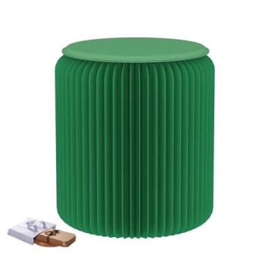 Imagem de Folding Paper Stool Tamborete Dobrável Colorido Do Papel De Embalagem, Cadeira Criativa Escalável Lazer Acordeão, Usado Para Fotografar Lojas Roupas(Green,36x40cm/14.96x15.74in)