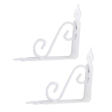 Imagem de Prateleiras de parede em ângulo reto, suporte de parede, estante decorativa de metal, 2 peças (branco 240 x 190 mm)