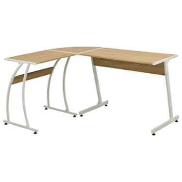 Imagem de Mesa de jogos, mesa de computador, mesa de canto rústica em forma de L, mesa de canto para escritório em casa, para pequenos espaços, casa, estudante, quarto, mesa de escrita, fácil de montar