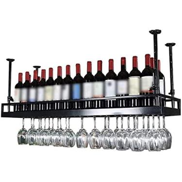 Imagem de Prateleira de vinho Rack de vidro champanhe rack de parede de bar de vinho para bar cozinha rack de vidro de vinho rack de metal montado na parede decoração de teto prateleira bar restaurantes cozinha