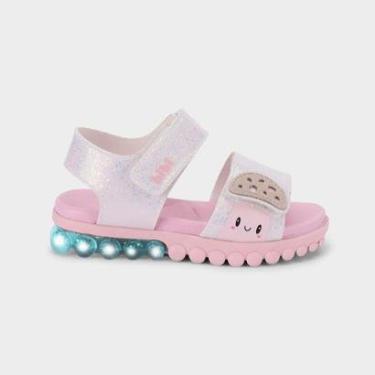 Imagem de Sandália Infantil de Luz Bibi Summer Roller Light Branca com Brilhos de Cogumelo-Feminino