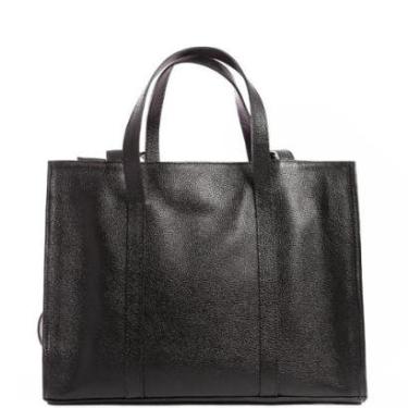 Imagem de Bolsa Executiva Feminina Leopoldine Preta Couro Legítimo Alças Duplas e Tiracolo-Feminino