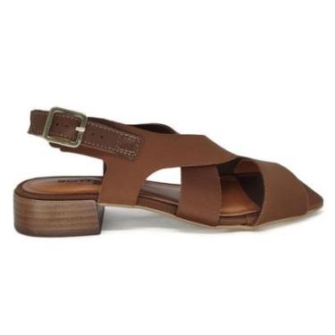 Imagem de Sandália Bottero Marrom Salto Baixo Tecido com Elástico-Feminino