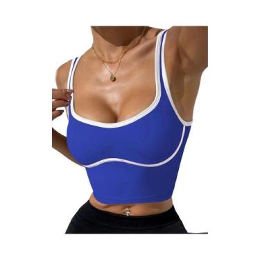 Imagem de Top Esportivo Sem Costura Para Mulheres, Com Bloco De Cores, Alta Elas