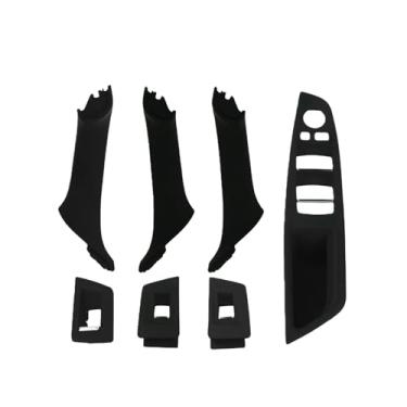 Imagem de Compatível com bmw série 5 f10 f18 520i 525i 528i 530 51417225851 4/7 pçs interior do carro maçaneta da porta painel puxar guarnição capa(Black 7pcs)