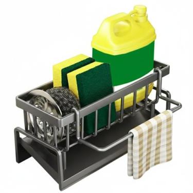 Imagem de Organizador De Pia Multifuncional Porta Detergente Esponja - 2W, Cinza