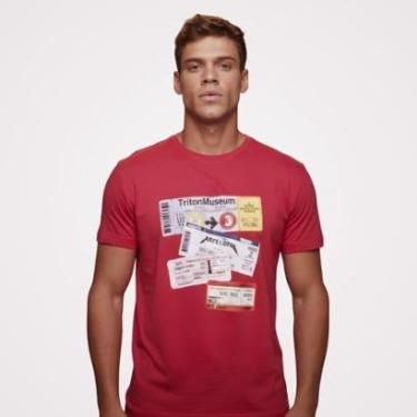 Imagem de Camiseta Triton Masculina Estampada Rosa Framboise Algodão-Masculino