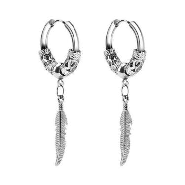 Imagem de Brincos De Argola Masculinos Punk Em Aço Inoxidável, Joias De Orelha G