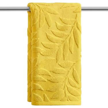 Imagem de Artoid Mode 1 peça de toalhas de mão amarelas 3D jacquard primavera para banheiro, 100% algodão macio absorvente toalha de decoração de banheiro, 14,7 x 29,5 polegadas
