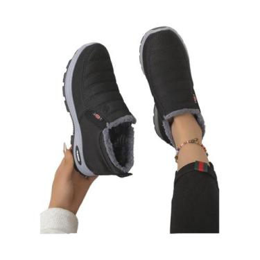 Imagem de Botas De Inverno Femininas Com Forro De Lã, Quentes E Casuais, Calçado