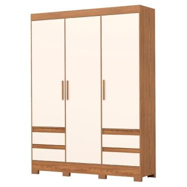 Imagem de Guarda Roupa Casal 3 Portas 4 Gavetas 163 Cm B55 Nature Off White Briz