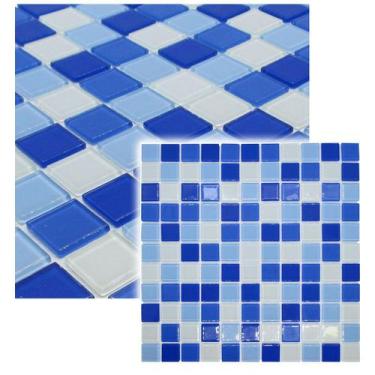Imagem de Pastilha De Vidro Para Piscina Cozinha Banheiro Cristal mix Azul 30x30