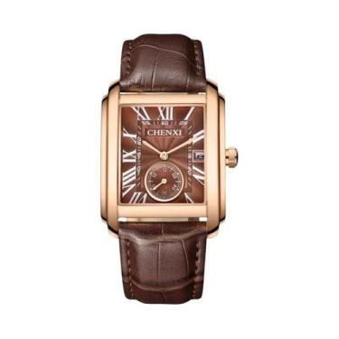 Imagem de Relógio De Quartzo Masculino Elegante Com Pulseira De Couro Impermeáve