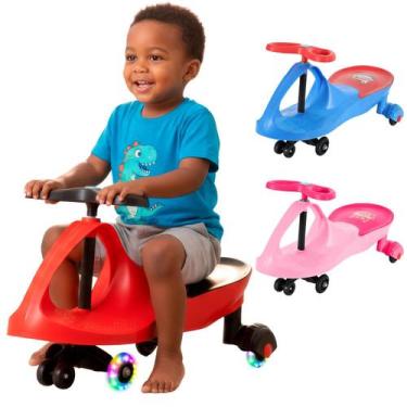 Imagem de Carrinho Rolimã Infantil Triciclo com Rodas LED  Rosa, Azul ou Vermelh