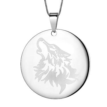 Imagem de Colar masculino de lobo viking celta - Colar de lobo lua crescente de aço inoxidável 316L pentagrama viking nórdico pingente pentagrama viking 18K ouro/preto banhado a arma amuleto nó irlandês Wicca