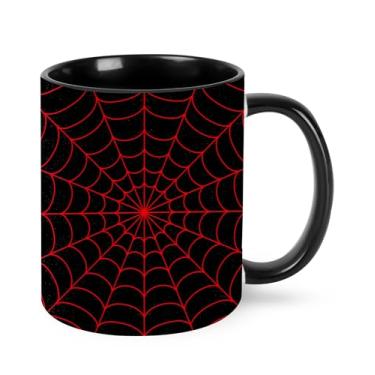Imagem de Jumou Teia de aranha caneca de café 325 ml copo de cerâmica engraçado para mulheres homens novidade aniversário presentes de Natal micro-ondas escritório casa