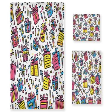 Imagem de xigua Conjunto de toalhas de banheiro com padrão de aniversário de desenho animado absorvente macio 3 peças toalha de banho toalha de mão toalhas decorativas para banheiro, academia, hotel, praia