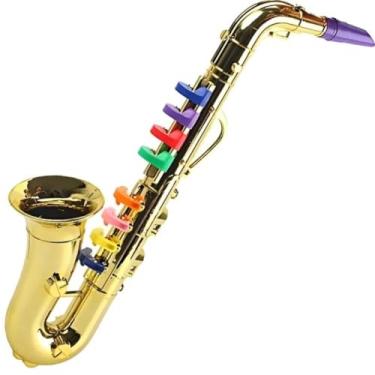 Imagem de Saxofone Infantil Para Crianças Musical Instrumento De Brinquedo Dourado
