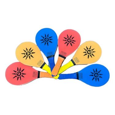 Imagem de Raquete Frescobol Tênis De Praia Madeira Emborrachada + Bola(SORTIDO)