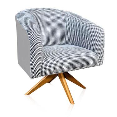 Imagem de Poltrona Giratória Stella Linho A72 com material sintético Base Madeir