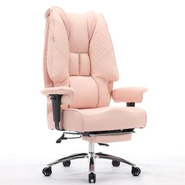 Imagem de EXCEBET Cadeira de escritório grande e alta, assento largo de 181 kg, cadeira executiva de couro com encosto alto com apoio para os pés, cadeiras ergonômicas, suporte lombar para alívio da dor lombar