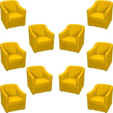 Imagem de Kit 10 Poltronas Decorativa Mila Pé De Plástico Cromado - Amarelo Suede