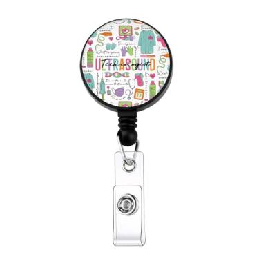 Imagem de WSNANG Carretel de crachá de ultrassom retrátil com clipe de identificação para tecnólogo de ultrassom (crachá de ultrassom)