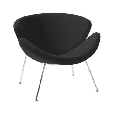 Imagem de Poltrona Design Trevo Linho Preto Base Inox
