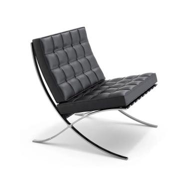 Imagem de Poltrona Para Leitura Barcelona Com Puff Base Inox Preto