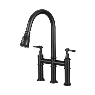 Imagem de Torneira De Cozinha Gourmet Misturador Extensível Duplo Comando Aço In