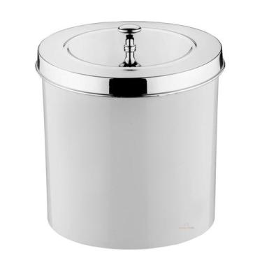 Imagem de Lixeira 5 Litros Tampa Cesto De Lixo Cromado  Para Banheiro Pia Cozinh