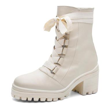 Imagem de Bota Feminina Cano Alto Tratorada Salto Bloco Dia a Dia