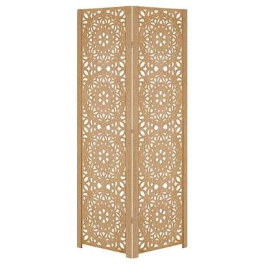 Imagem de 2 Folha Biombo Mandala Divisor Separador Madeira Mdf Painel Divisória 