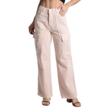 Imagem de Calça Sarja Sawary Wide Leg - 282296 - SALMAO 44, Rosa, 44