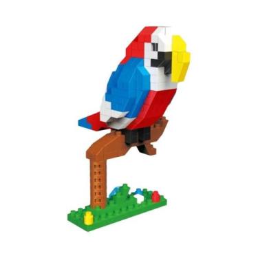 Imagem de Blocos De Montar Micro Mini Papagaio Colorido: Modelo 3D De Tijolos Pa