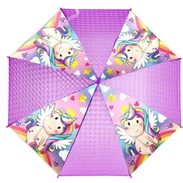 Imagem de Guarda Chuva Infantil Efeito Holográfico Sombrinha Seguro Para Criança