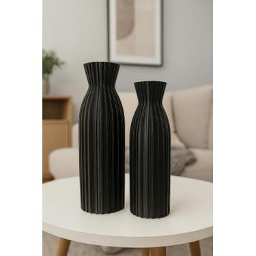 Imagem de Kit Par De Vasos Garrafa Decorativos Em 3d Altura 21 E 18cm - Atual Co