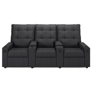 Imagem de Poltrona De Cinema Reclinável 3 Lugares Baú Usb Mallie Fh9 Veludo Cinza - Mpozenato