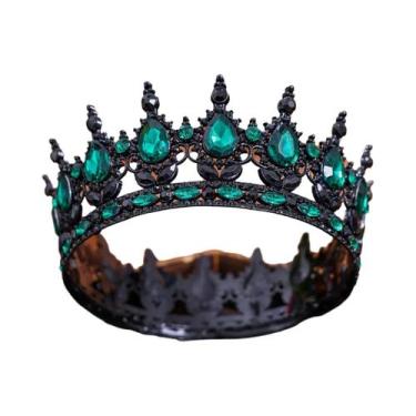 Imagem de Tiara De Noiva Retro Barroca Com Cristais De Strass, Coroa Redonda Par