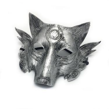 Imagem de Máscara de cosplay Horror Wolf, adereço de Halloween, plástico 22x29cm