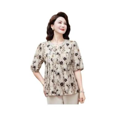 Imagem de Blusa Casual De Verão Feminina Com Decote Em V, Manga Curta, Solta, Es