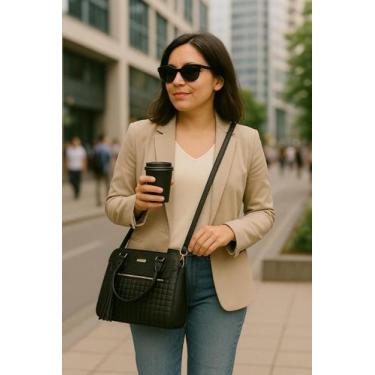 Imagem de Bolsa Feminina Estruturada com Alça de Mão e Transversal Média Elegant
