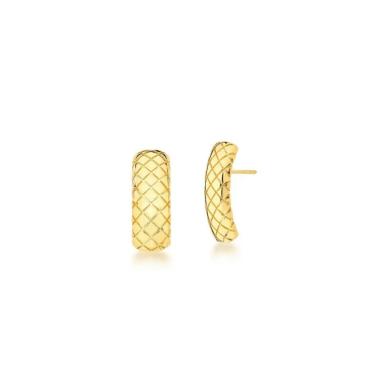 Imagem de Brinco com textura em losango banhado em ouro