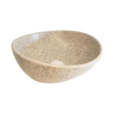 Imagem de Cuba para Banheiro Cerâmica Cinza Granito Oval 40cm Reno RC 8004