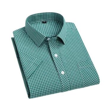 Imagem de Camisa De Algodão Xadrez Masculina 5XL 6XL De Manga Curta Primavera Ve