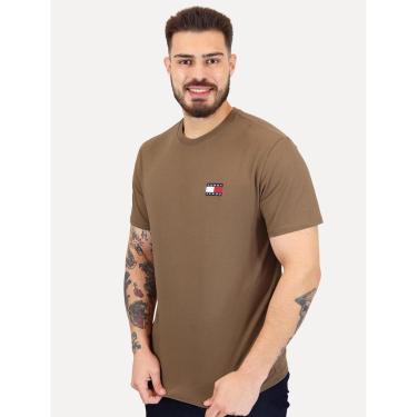 Imagem de Camiseta Tommy Hilfiger Masculina Regular Badge Logo Tee Marrom Escuro-Masculino